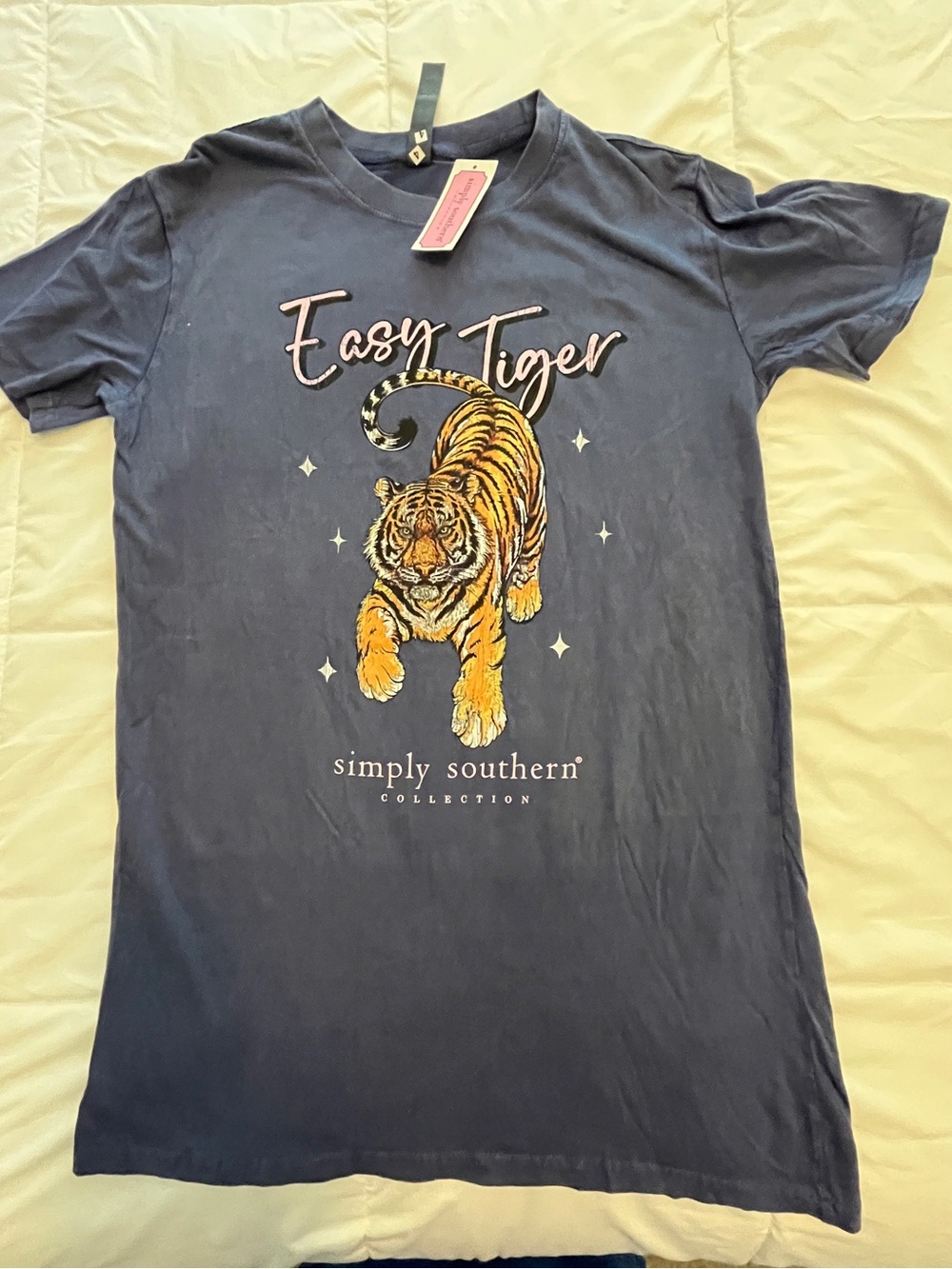 Simply Southern “ Easy Tiger” Stinewashed Blue Size Medium